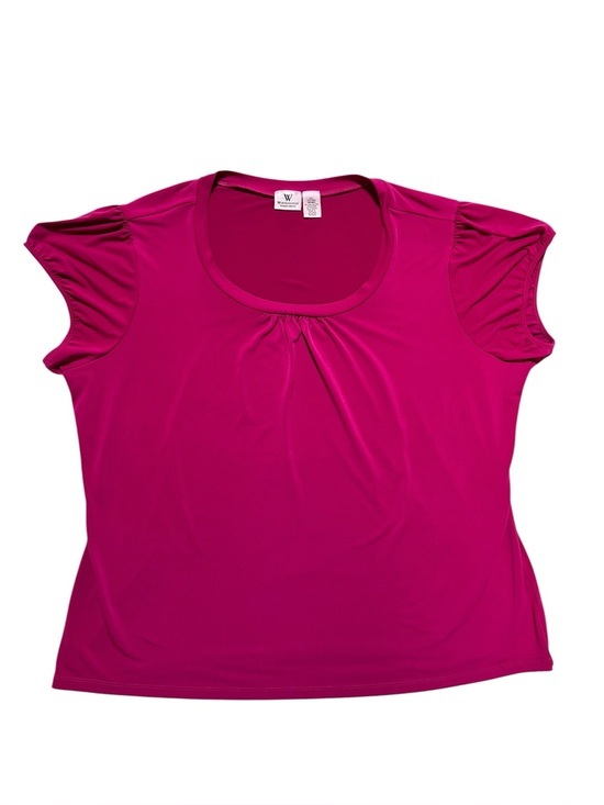 Worthington Tops - Worthington Fuchsia Short Sleeve Scoop Neck Tee 3X
